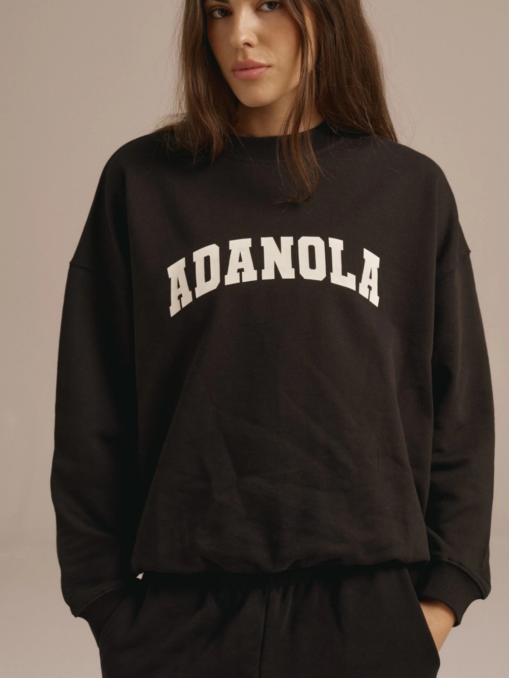Adanola Black Sweatshirt with White Logo - Women's Pullover